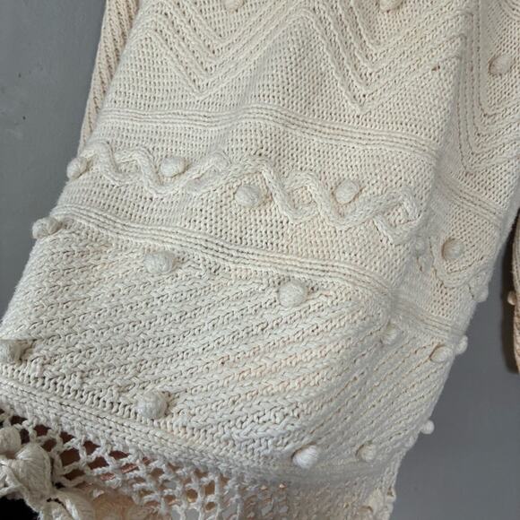 VINTAGE Express HandKnit Crochet Sweater Tunic Top Boho Beach Coastal fairy M - Picture 10 of 12
